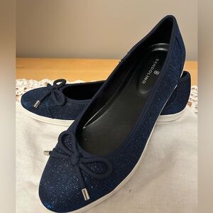 Bandolino Sparkling Navy Flats with Bow